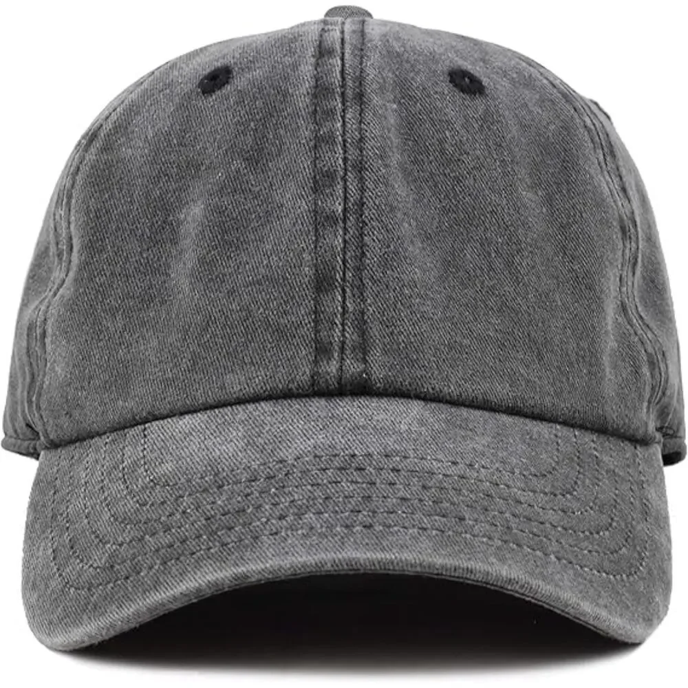 Unisex Black 100% Cotton Pigment Adjustable Size Classic Baseball Six Panel Cap